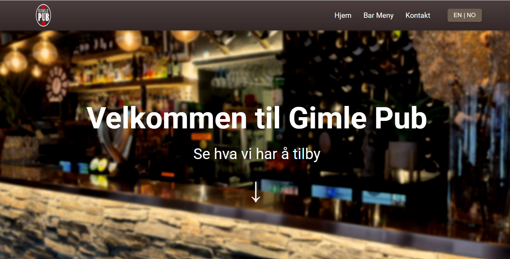 Forhåndsvisning av Gimle Pub-nettsiden